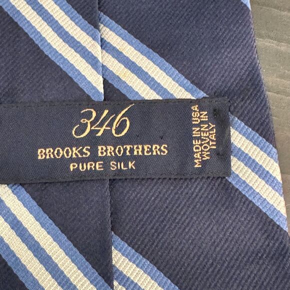 Brooks Brothers 346 Silk Tie Blue Striped 58” x 3.5” Made in USA Woven in Italy - Picture 4 of 6